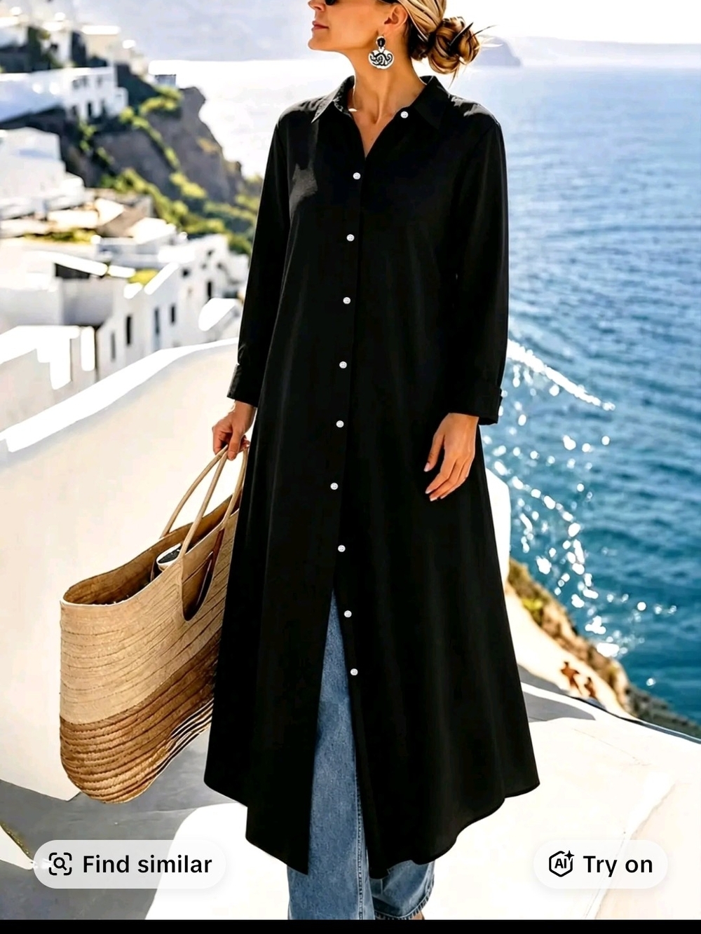 Women’s Black Button-Front Shirt Dress